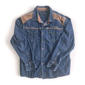 COOGI Men's Long Sleeve Denim Shirt COOGI Heritage Embroidered Size L